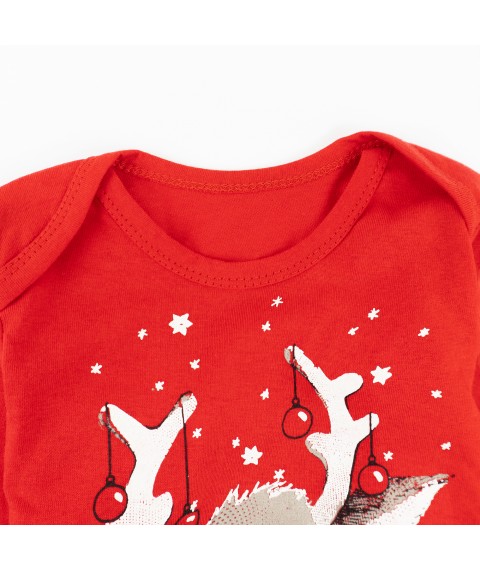 Monochrome holiday bodysuit with Rudolph Dexter`s print Red d104ol-ngtg 68 cm (d104ol-ngtg)