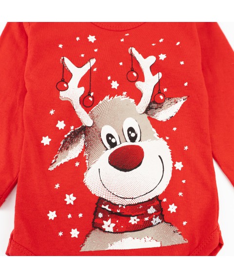 Monochrome holiday bodysuit with Rudolph Dexter`s print Red d104ol-ngtg 68 cm (d104ol-ngtg)