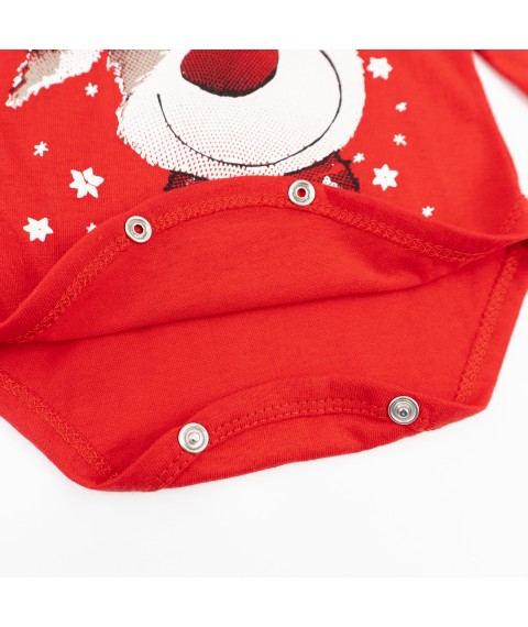 Monochrome holiday bodysuit with Rudolph Dexter`s print Red d104ol-ngtg 68 cm (d104ol-ngtg)