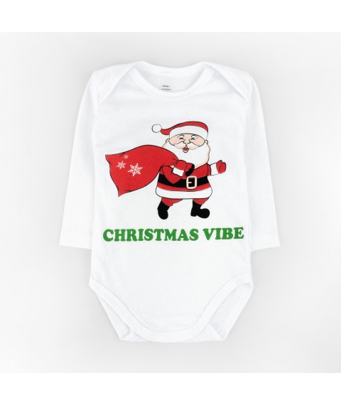 Боди детский с длинным рукавом кулир Christmas vibe  Dexter`s  Білий d104-78  86 см (d104-78)