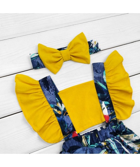 Боди платье с повязкой для девочки Night  Dexter`s  Желтый; Темно-синий 1-37  68 см (d1-37нч-ж)