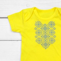 Short sleeve bodysuit with Dexter`s embroidery print Yellow d104-1ukr-w 80 cm (d104-1ukr-w)