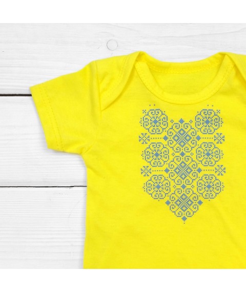 Short sleeve bodysuit with Dexter`s embroidery print Yellow d104-1ukr-w 80 cm (d104-1ukr-w)