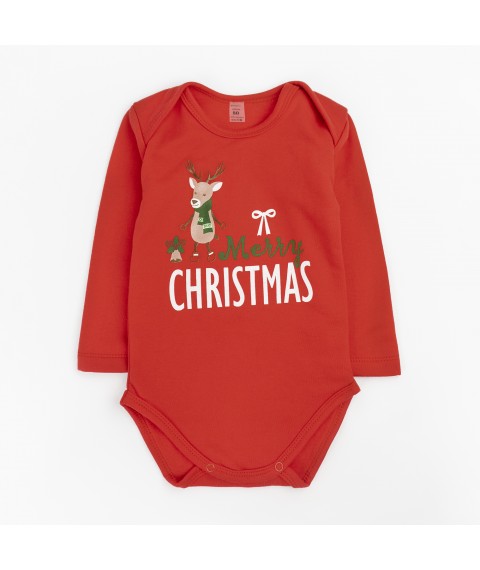 Боді дитяче святкове з начосом з довгим рукавом Merry Christmas  Dexter`s  Червоний d304ол  68 см (d304ол)