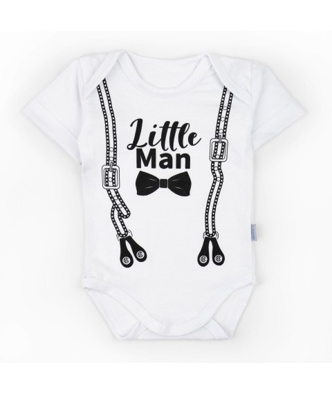 Little Man Dexter`s suspender print bodysuit for boys White d182m-bnw 62 cm (d182m-bnw)