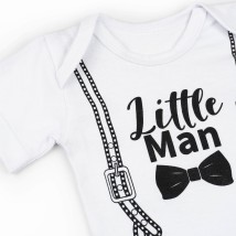 Little Man Dexter`s suspender print bodysuit for boys White d182m-bnw 62 cm (d182m-bnw)