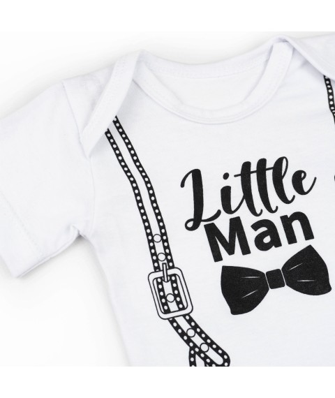 Little Man Dexter`s suspender print bodysuit for boys White d182m-bnw 62 cm (d182m-bnw)