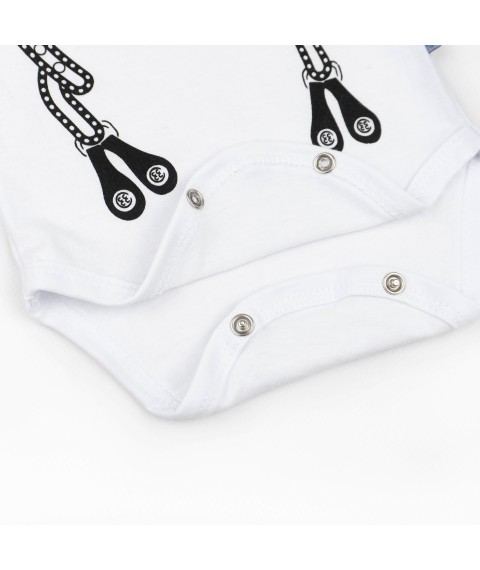 Little Man Dexter`s suspender print bodysuit for boys White d182m-bnw 62 cm (d182m-bnw)
