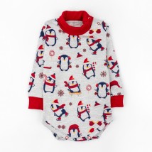 Боди новогоднее с высокой горловиной и начесом с пингвинами Christmas penguin  Dexter`s  Серый d329пг-нв  86 см (d329пг-нв)