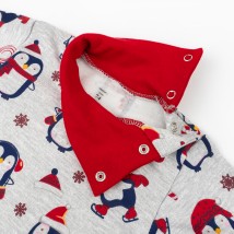 Боди новогоднее с высокой горловиной и начесом с пингвинами Christmas penguin  Dexter`s  Серый d329пг-нв  86 см (d329пг-нв)