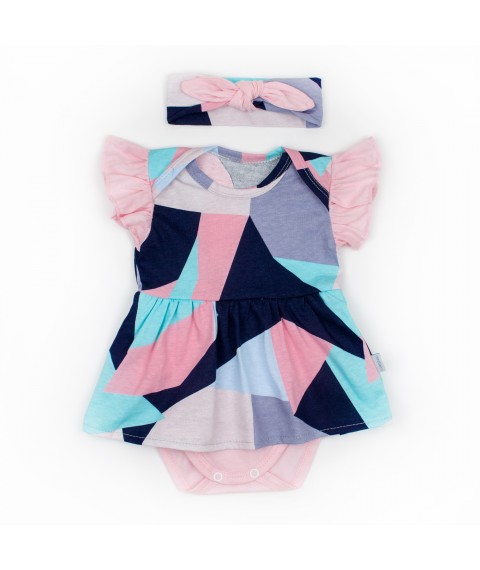 Боди платье с коротким рукавом Abstract  Dexter`s  Розовый;Темно-синий 10-55  80 см (d10-55-1аб-рв)