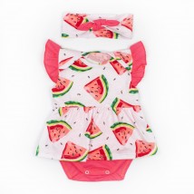 Комплект Арбузики боди-платье с коротким рукавом и повязка  Dexter`s  Розовый 10-55  80 см (d10-55-1а-рв)