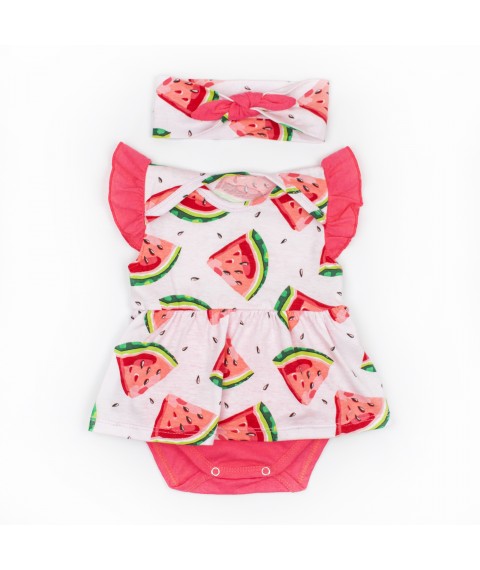 Watermelon body-dress with short sleeves and headband set Dexter`s Pink 10-55 68 cm (d10-55-1a-rv)