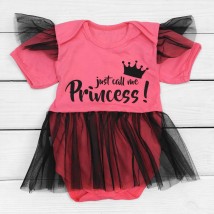 Боди платье для девочки с фатином Princess  Dexter`s  Коралловый;Черный 182  68 см (d182-1д-кл)