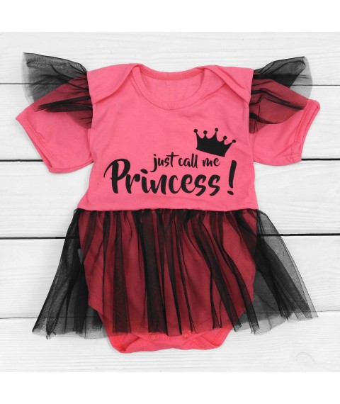 Боди платье для девочки с фатином Princess  Dexter`s  Коралловый;Черный d182-1д-кл  80 см (d182-1д-кл)
