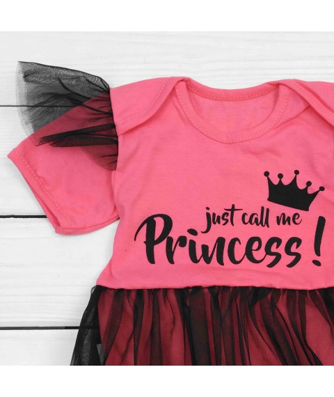 Боди платье для девочки с фатином Princess  Dexter`s  Коралловый;Черный d182-1д-кл  68 см (d182-1д-кл)