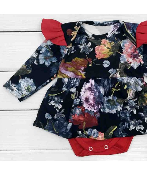 Bodysuit dress with wings and headband Dexter`s flower Dark blue 9-55 80 cm (d9-55-8)