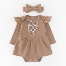 Боди-платье для девочек с длинным рукавом Cocoa  Dexter`s  Коричневый d10-55-1к  86 см (d10-55-1к)