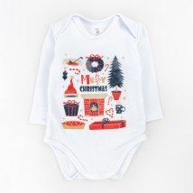 Боди для ребенка из ткани с начесом и рождественским принтом Christmas mood  Dexter`s  Белый d304-58  74 см (d304-58)