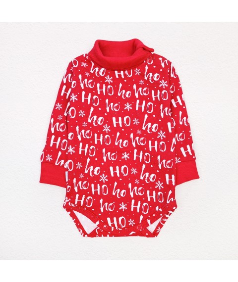 Детское боди с высокой горловиной и начесом Christmas XOXO  Dexter`s  Красный d329хх-нгтг  80 см (d329хх-нгтг)