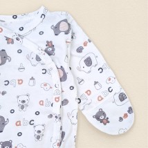 Боди длинный рукав закрытая ручка кулир Teddy  Dexter`s  Белый 104  62 см (d104тд)