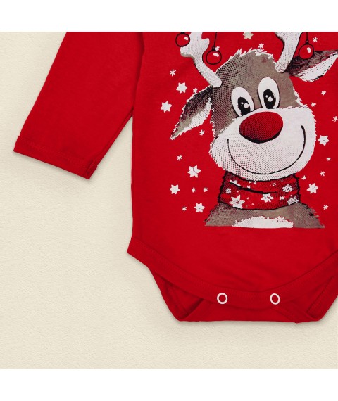 Monochrome holiday bodysuit with Rudolph Dexter`s print Red d104ol-ngtg 80 cm (d104ol-ngtg)