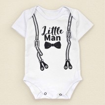 Little Man Dexter`s suspender print bodysuit for boys White d182m-bnw 74 cm (d182m-bnw)