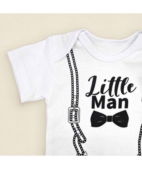 Little Man Dexter`s suspender print bodysuit for boys White d182m-bnw 62 cm (d182m-bnw)