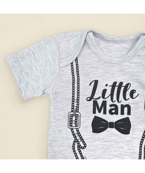 Little Man Dexter`s gray bodysuit for boys Gray d182m-srnv 62 cm (d182m-srnv)