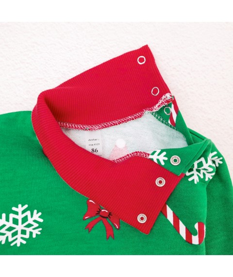 Новогодний боди с высокой горловиной и начесом Festive reindeer  Dexter`s  Зеленый;Красный d339зл-нгтг  98 см (d339зл-нгтг)