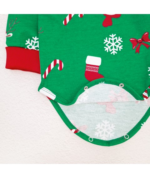 New Year's bodysuit with a high neck and festive reindeer Dexter`s fur Green; Red d339zl-ngtg 98 cm (d339zl-ngtg)
