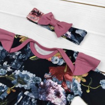 Комплект боді-сукня з пов'язкою Квітка  Dexter`s  Чорний 9-55  62 см (d9-55-3)