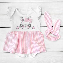 Bodysuit with sewn skirt Happy T and Dexter`s White; Pink 9-56 86 cm (d9-56z-rv)