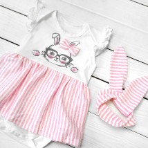 Bodysuit with sewn skirt Happy T and Dexter`s White; Pink 9-56 80 cm (d9-56z-rv)