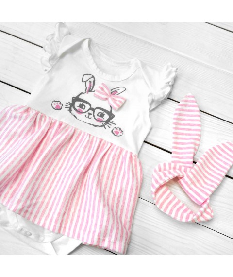 Bodysuit with sewn skirt Happy T and Dexter`s White; Pink 9-56 80 cm (d9-56z-rv)