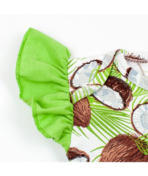 Боди-платье с коротким рукавом и повязкой Кокосовые мечты  Dexter`s  Зеленый;Коричневый d10-55-1к-б  80 см (d10-55-1к-б)