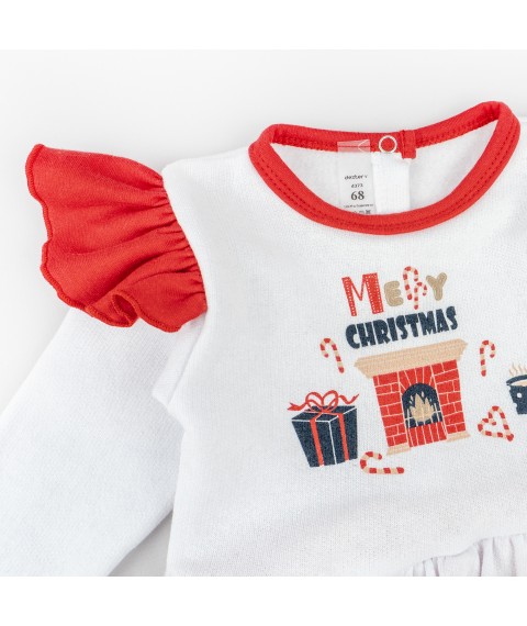 Боді зі вшитою спідничкою з тканини з начосом Christmas mood  Dexter`s  Білий d373-58  80 см (d373-58)