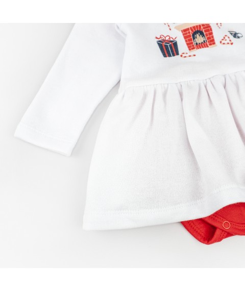 Боді зі вшитою спідничкою з тканини з начосом Christmas mood  Dexter`s  Білий d373-58  80 см (d373-58)