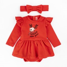 Боди платье для девочки с начесом и новогодним принтом New Year  Dexter`s  Красный d373-60  80 см (d373-60)