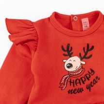 Боди платье для девочки с начесом и новогодним принтом New Year  Dexter`s  Красный d373-60  80 см (d373-60)