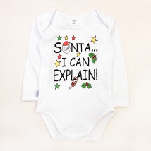 Children's bodysuit with Christmas print Santa Dexter`s White d304snt-b 80 cm (d304snt-b)