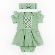 Dexter`s Dexter`s olive green embroidered bodysuit for girls Green d10-55-2ol 86 cm (d10-55-2ol)