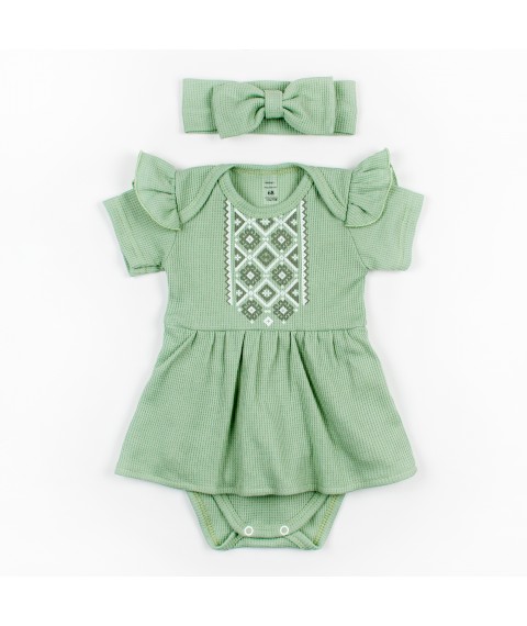 Набор для девочки боди с принтом вышиванка олива   Dexter`s  Зеленый d10-55-2ол  80 см (d10-55-2ол)
