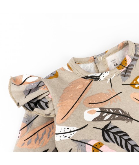 Боди-платье для девочки с крылышками и повязкой в перышках Feathers  Dexter`s  Бежевый d373пр-нв  68 см (d373пр-нв)