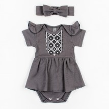 Dexter`s girl's bodysuit with embroidered print and bandage Gray d10-55-2sr 80 cm (d10-55-2sr)