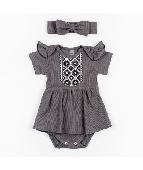 Dexter`s girl's bodysuit with embroidered print and bandage Gray d10-55-2sr 74 cm (d10-55-2sr)