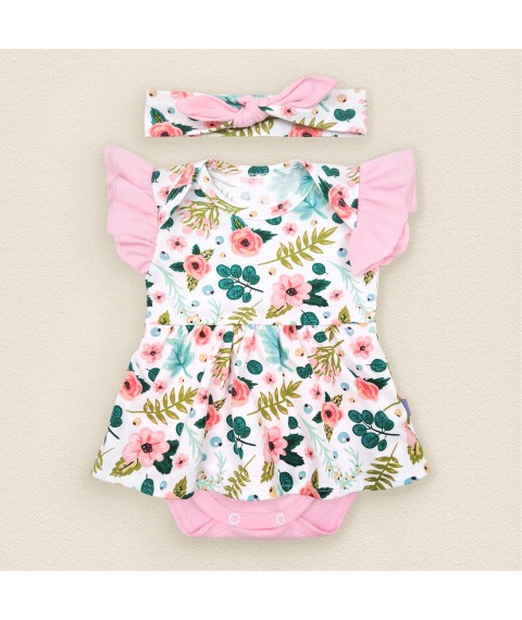 Bodysuit with sewn skirt and headband Malva Dexter`s White; Pink 10-55 86 cm (d10-55-1bt-b)