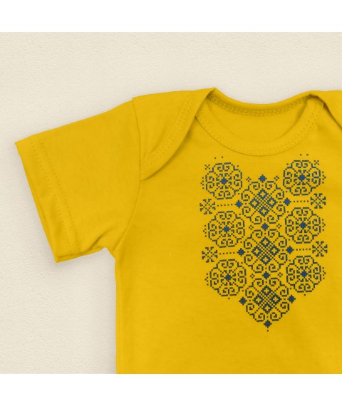 Dexter`s embroidery print bodysuit short sleeve Mustard d104-1ukr-gch 80 cm (d104-1ukr-gch)