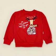 Jumper for a teenager with a New Year's print Rudolf Dexter`s Red 315 140 cm (d315-1ol)