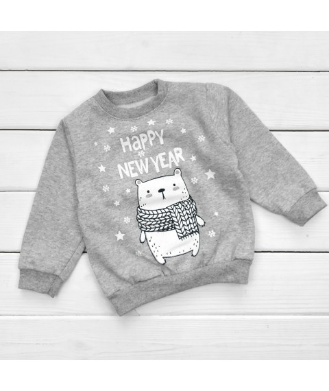 Jumper Medvedyk with the inscription Happy New Year Malena Gray; White 315n/sr-ngtg 116 cm (315n/sr-ngtg)